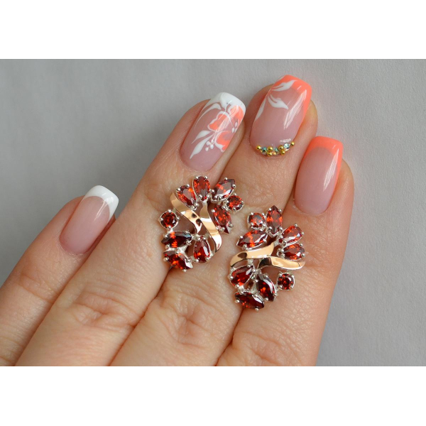 Серебряные серьги с золотыми накладками (133с)