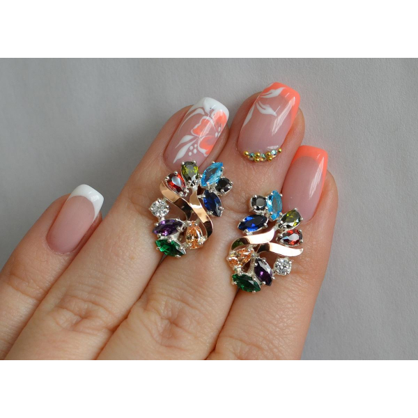 Серебряные серьги с золотыми накладками (133с)