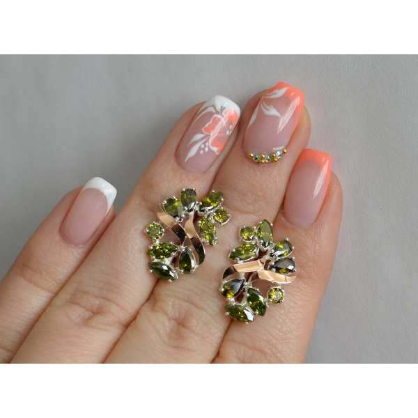 Серебряные серьги с золотыми накладками (133с)