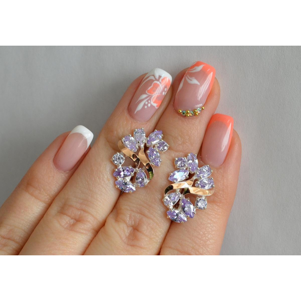 Серебряные серьги с золотыми накладками (133с)