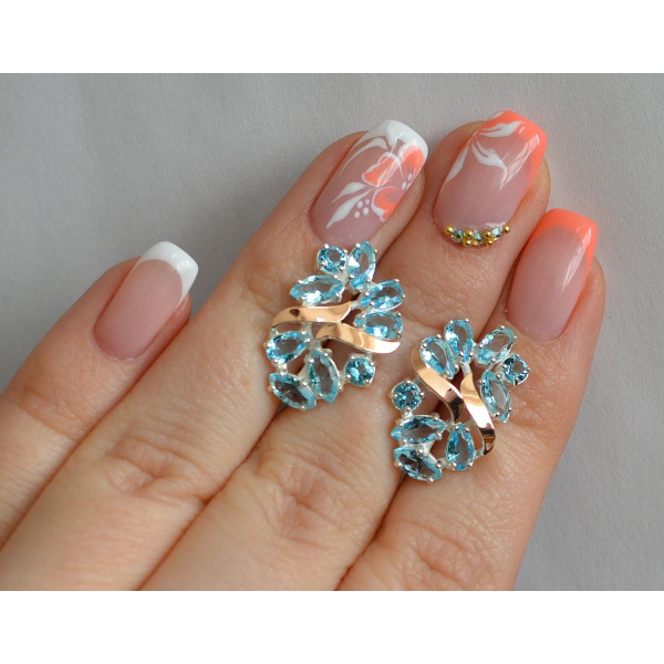 Серебряные серьги с золотыми накладками (133с)