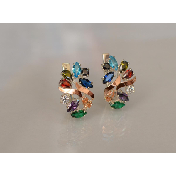 Серебряные серьги с золотыми накладками (133с)