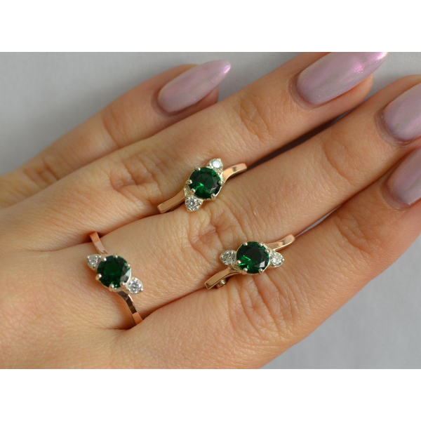 Серебряный комплект с золотыми вставками (134)