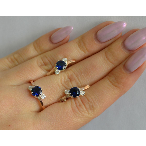 Серебряный комплект с золотыми вставками (134)