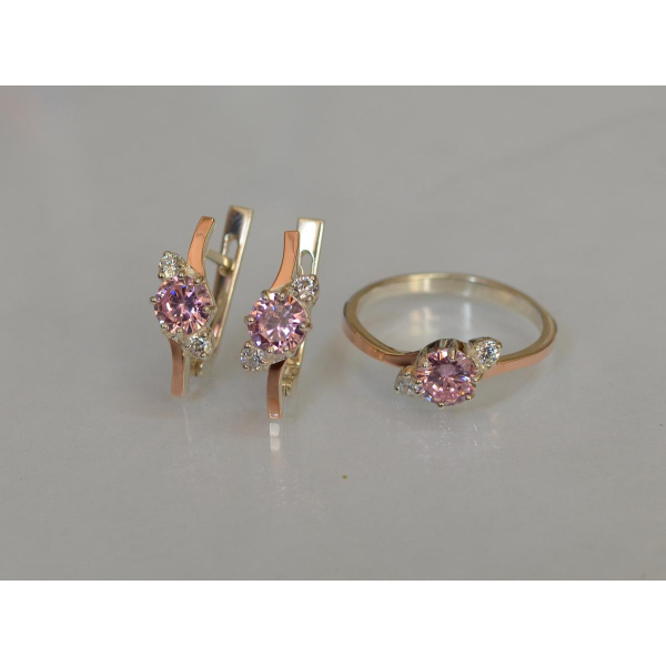 Серебряный комплект с золотыми вставками (134)