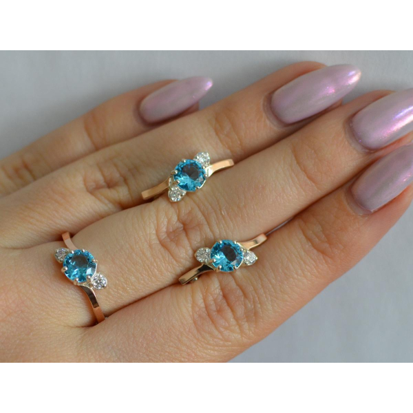 Серебряный комплект с золотыми вставками (134)