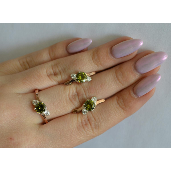 Серебряный комплект с золотыми вставками (134)