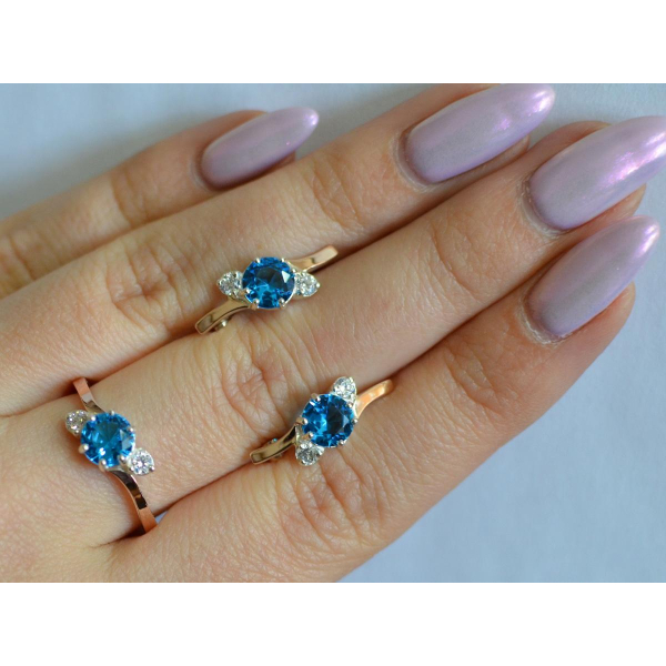 Серебряный комплект с золотыми вставками (134)