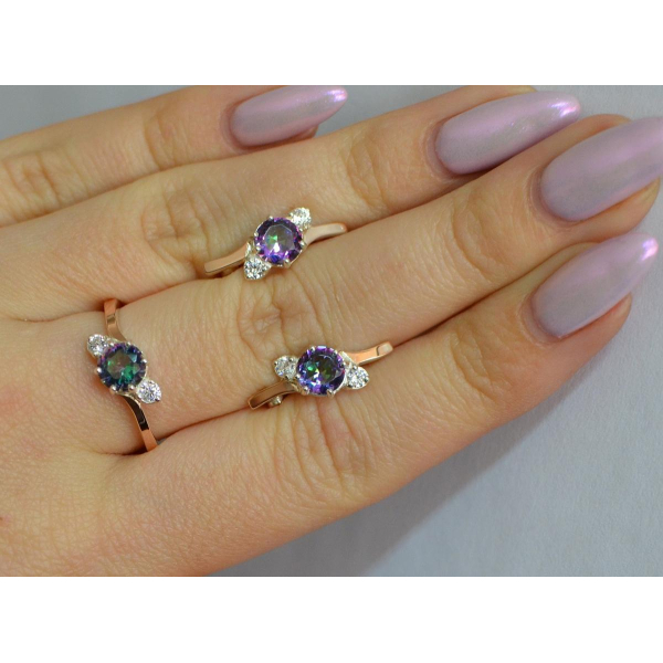 Серебряный комплект с золотыми вставками (134)