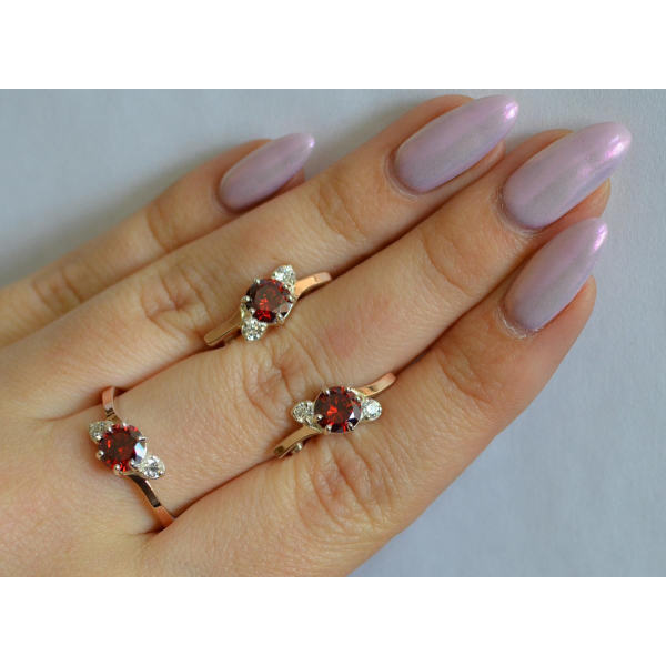 Серебряный комплект с золотыми вставками (134)