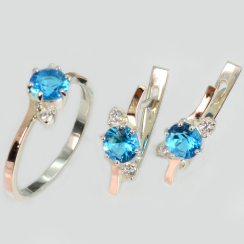 Серебряный комплект с золотыми вставками