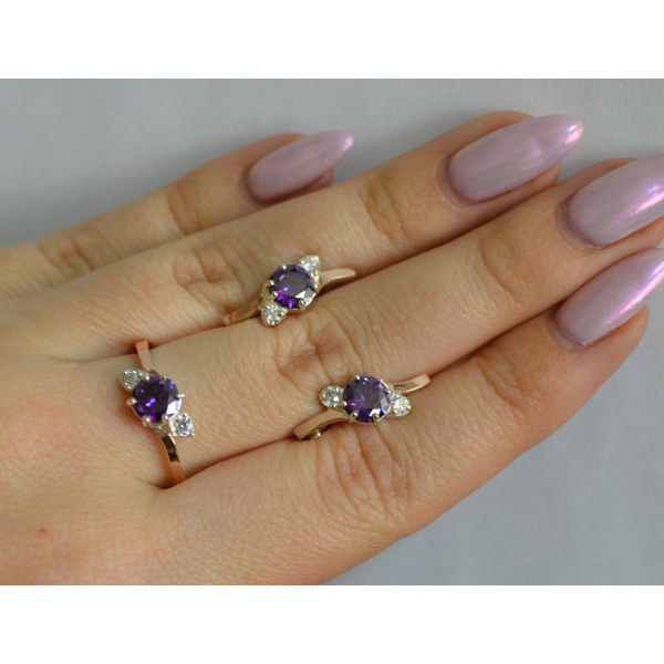 Серебряный комплект с золотыми вставками (134)