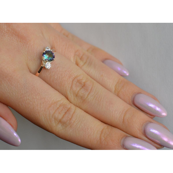 Серебряное кольцо с золотыми вставками (134к)