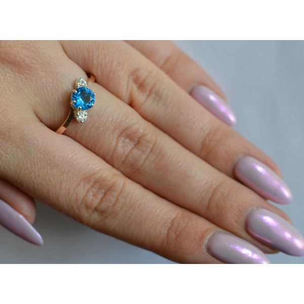 Серебряное кольцо с золотыми вставками (134к)