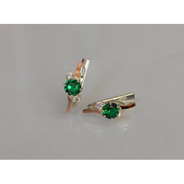 Серебряные серьги с золотыми вставками (134с)