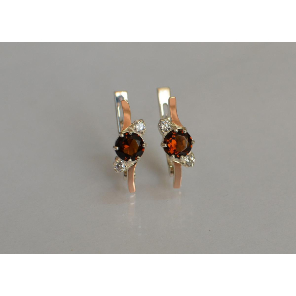 Серебряные серьги с золотыми вставками (134с)