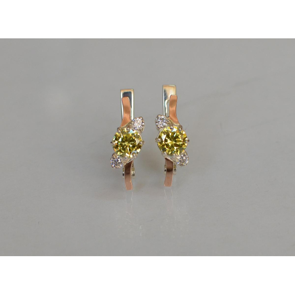 Серебряные серьги с золотыми вставками (134с)