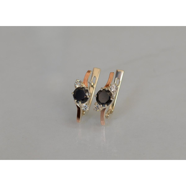 Серебряные серьги с золотыми вставками (134с)