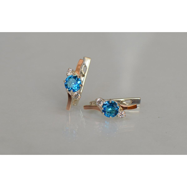 Серебряные серьги с золотыми вставками (134с)