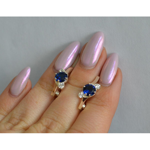 Серебряные серьги с золотыми вставками (134с)