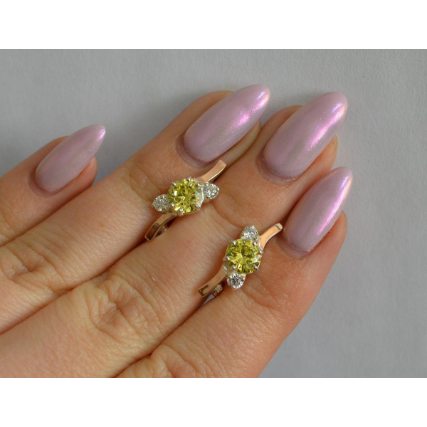 Серебряные серьги с золотыми вставками (134с)