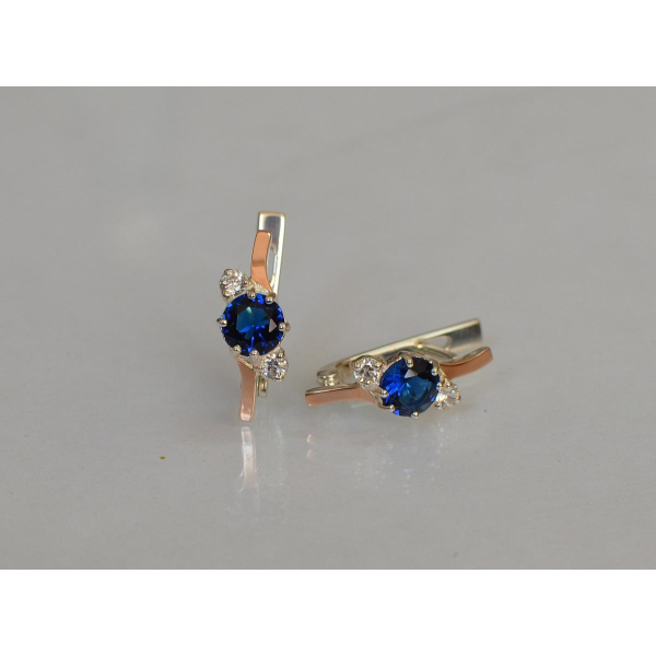 Серебряные серьги с золотыми вставками (134с)