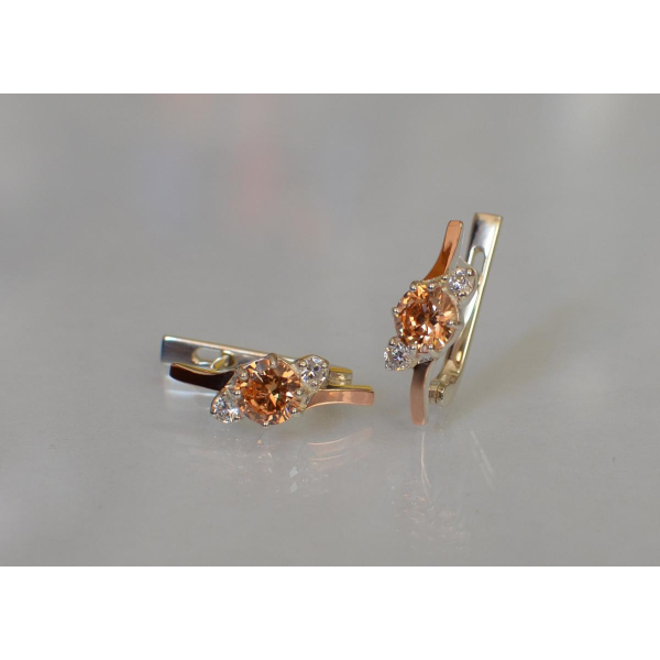 Серебряные серьги с золотыми вставками (134с)