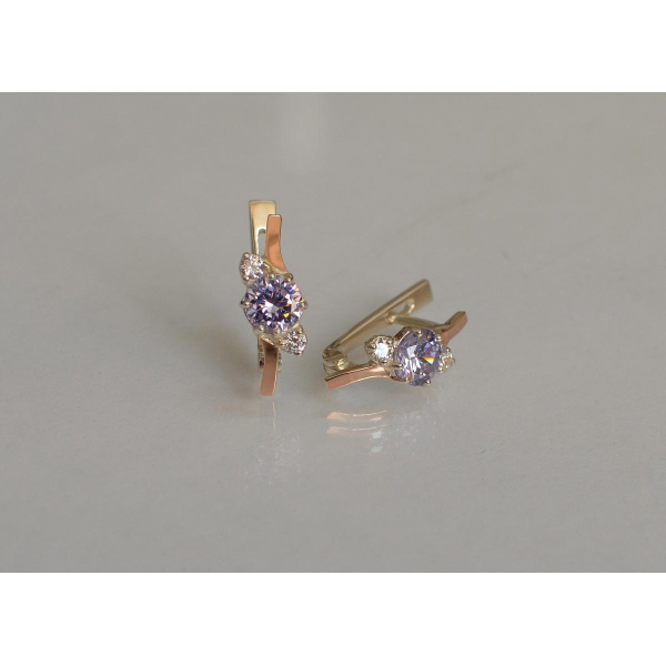 Серебряные серьги с золотыми вставками (134с)