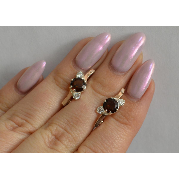 Серебряные серьги с золотыми вставками (134с)