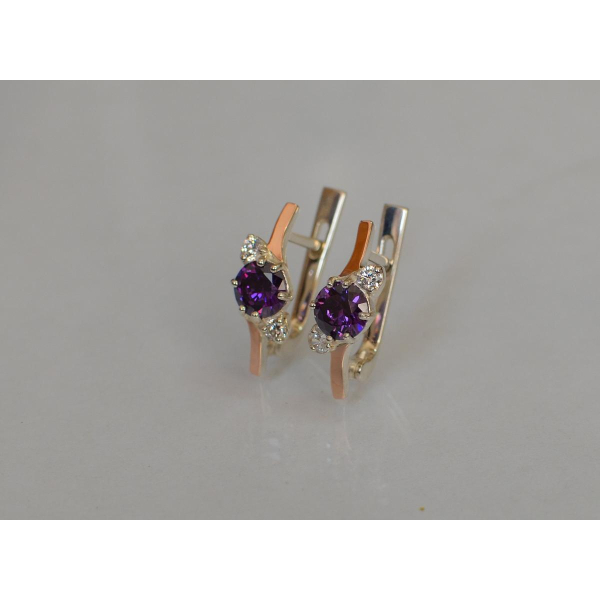 Серебряные серьги с золотыми вставками (134с)