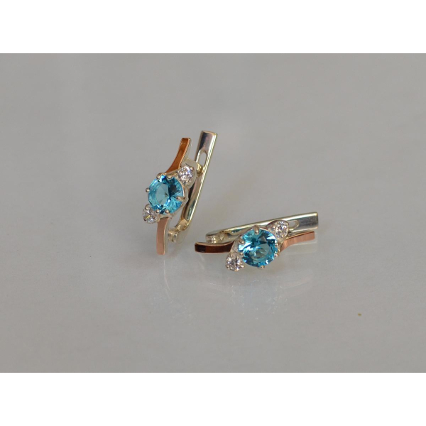 Серебряные серьги с золотыми вставками (134с)