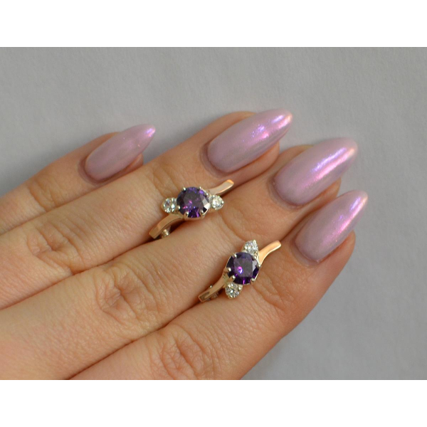 Серебряные серьги с золотыми вставками (134с)