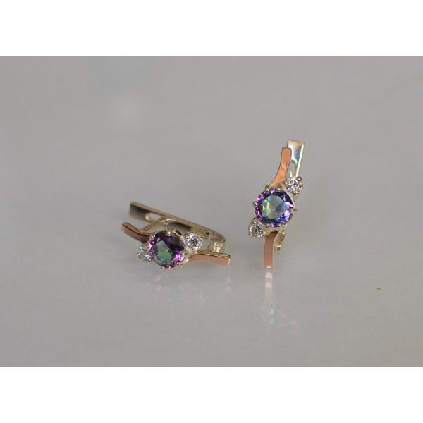 Серебряные серьги с золотыми вставками (134с)