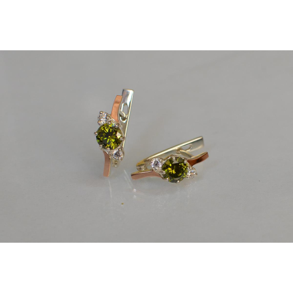 Серебряные серьги с золотыми вставками (134с)