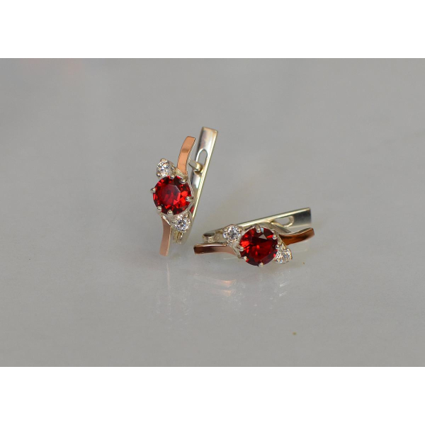 Серебряные серьги с золотыми вставками (134с)