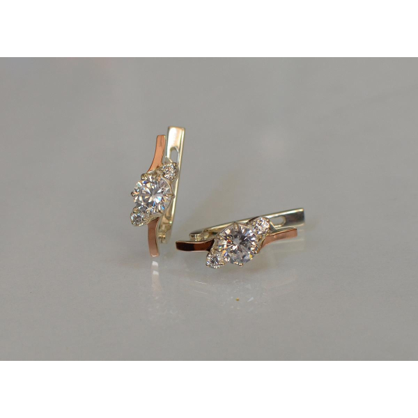 Серебряные серьги с золотыми вставками (134с)