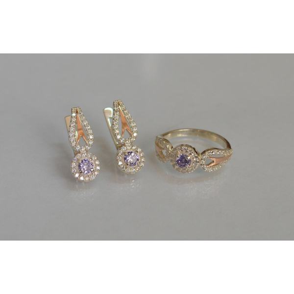 Серебряный набор с золотыми пластинами 135 (135)