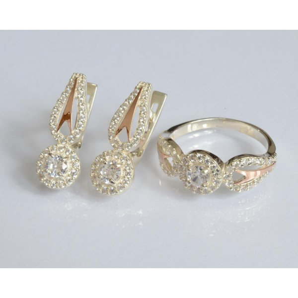 Серебряный набор с золотыми пластинами 135 (135)