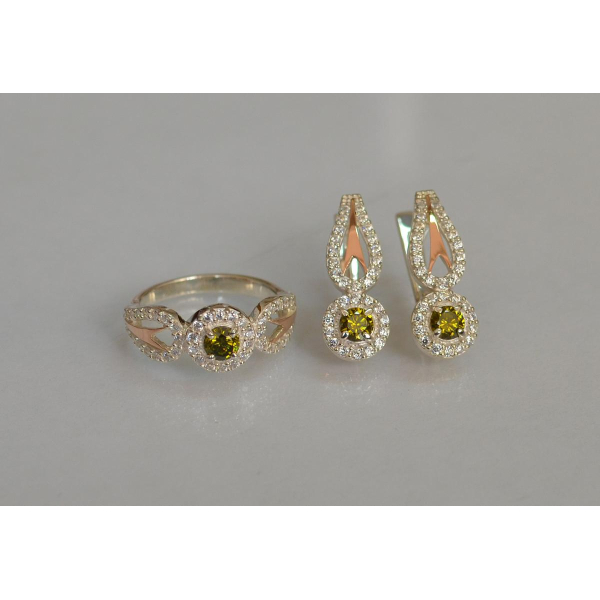 Серебряный набор с золотыми пластинами 135 (135)