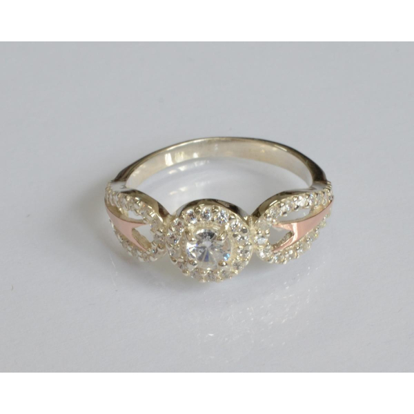 Серебряное кольцо с золотыми пластинами (135к)