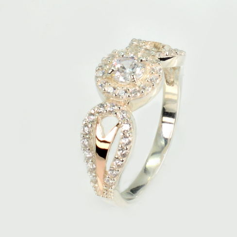 Серебряное кольцо с золотыми пластинами