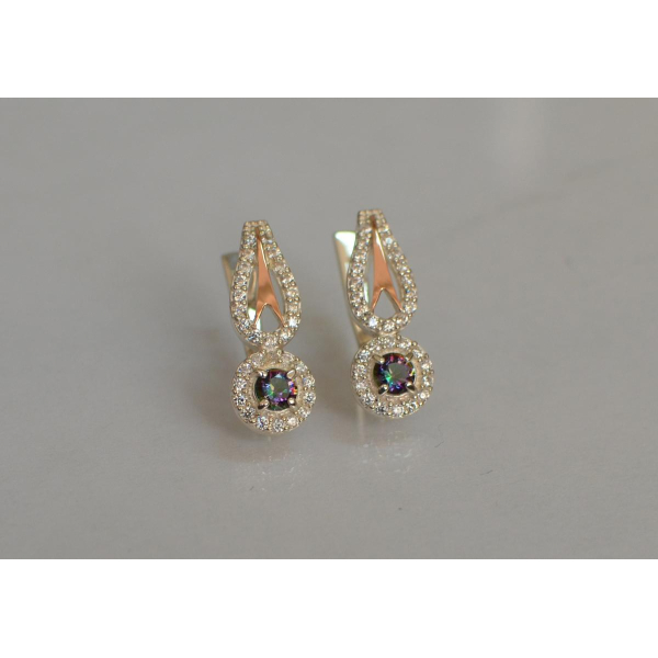 Серебряные серьги с золотыми пластинами (135с)