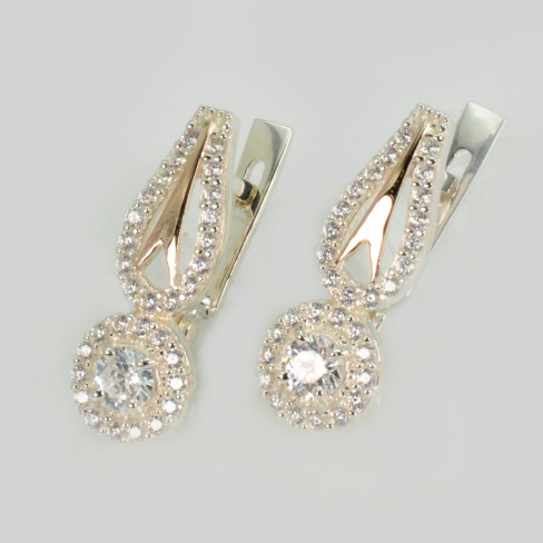 Серебряные серьги с золотыми пластинами