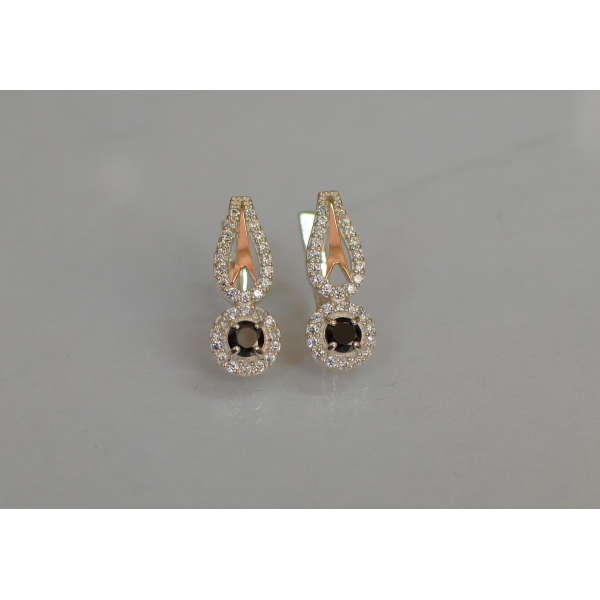 Серебряные серьги с золотыми пластинами (135с)