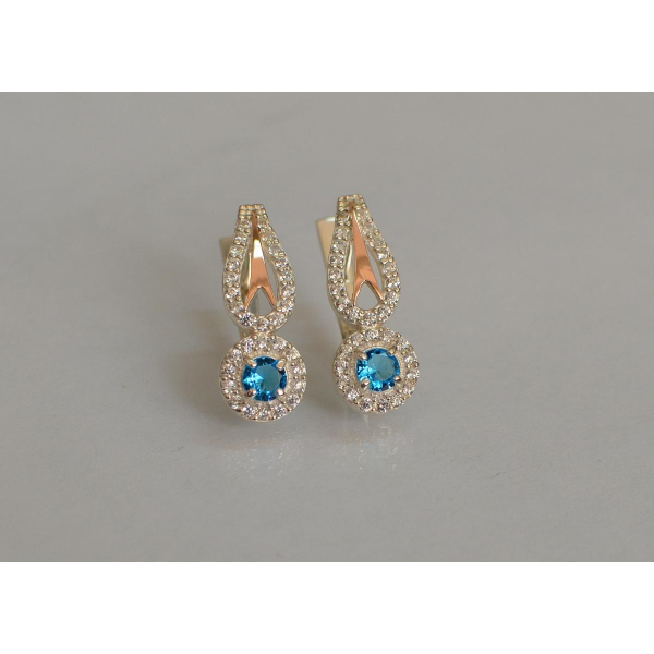 Серебряные серьги с золотыми пластинами (135с)