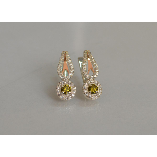 Серебряные серьги с золотыми пластинами (135с)