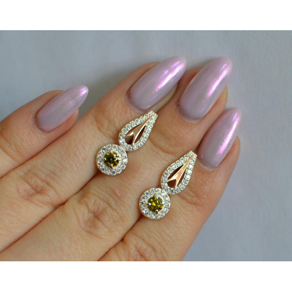 Серебряные серьги с золотыми пластинами (135с)