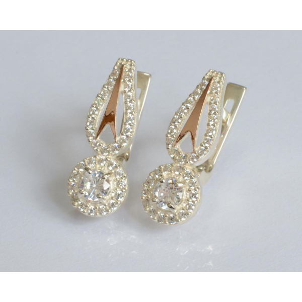 Серебряные серьги с золотыми пластинами (135с)