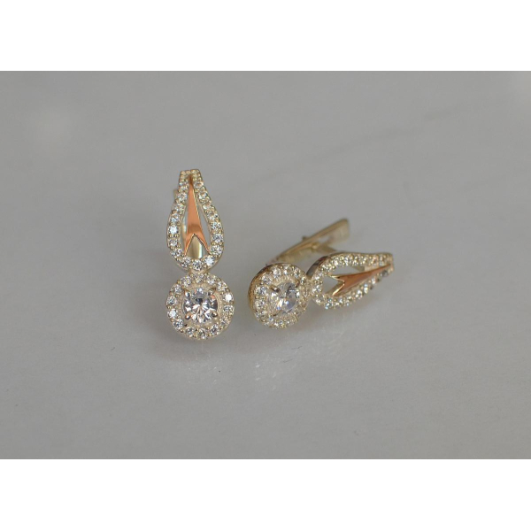 Серебряные серьги с золотыми пластинами (135с)