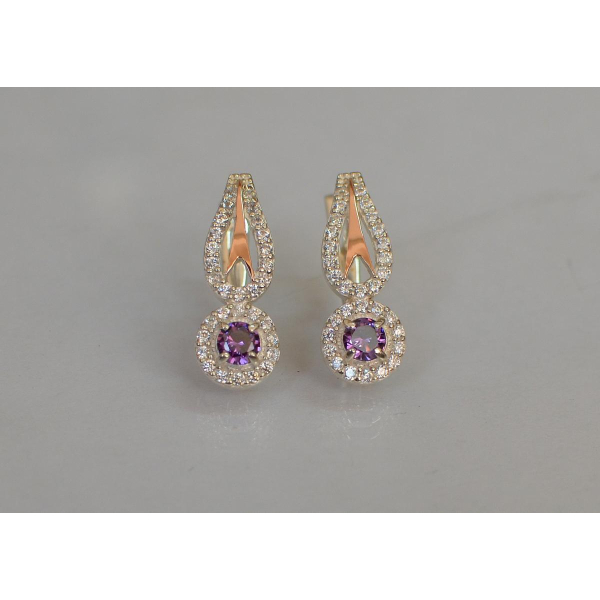 Серебряные серьги с золотыми пластинами (135с)